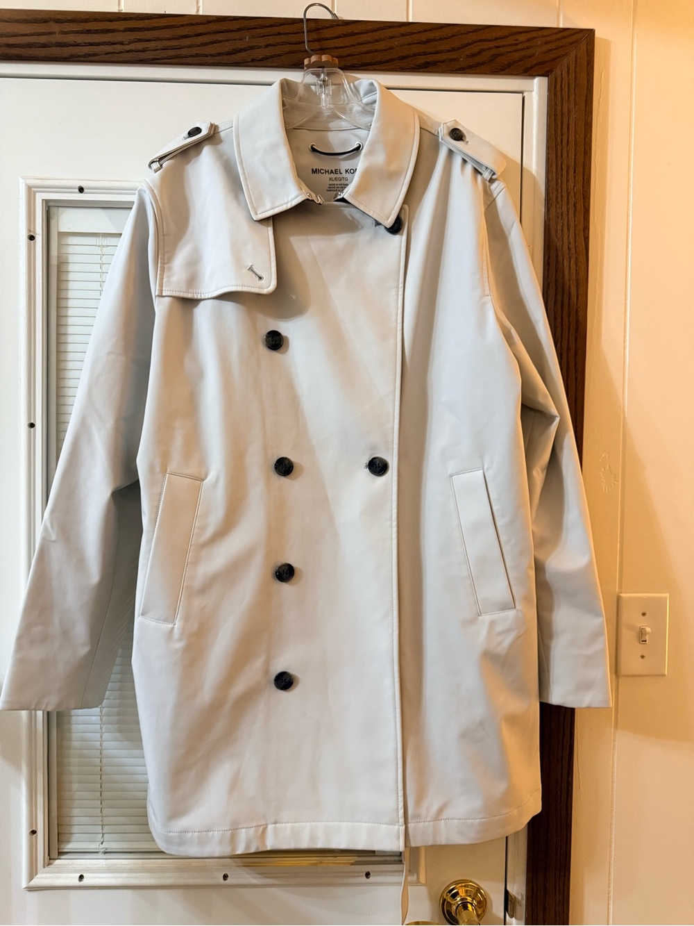 Michael Kors Ladies Double-Breasted Light Light Blue Trench Coat
